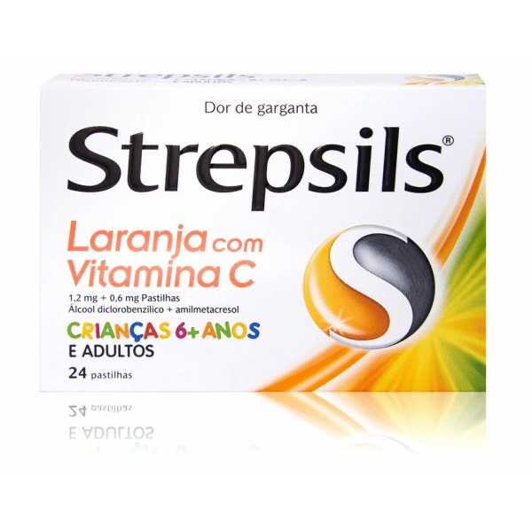 Strepsils Laranja com Vitamina C, 1,2/0,6 mg x 24 pst