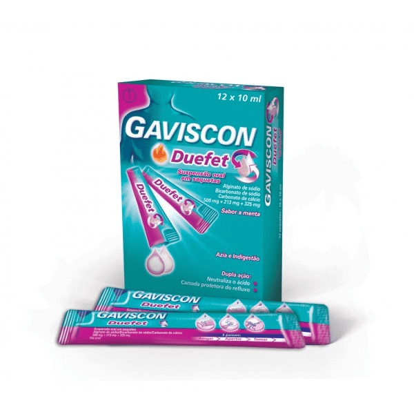 Gaviscon Duefet, 500/213/325 mg x 12 susp oral saq