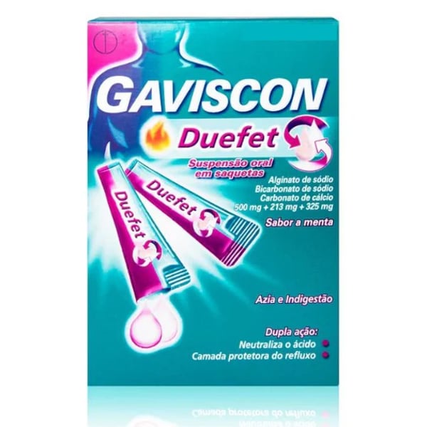 Gaviscon Duefet, 500/213/325 mg Saquetas Suspensão Oral x24