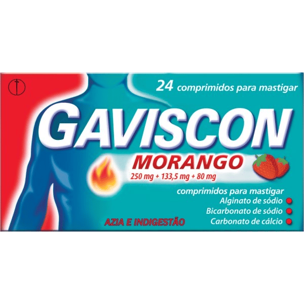 Gaviscon Morango, 250/133,5/80 mg x 24 comp mast
