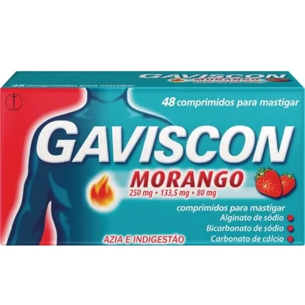 Gaviscon Morango 250/133,5/80 mg Comprimidos Mastigáveis x48