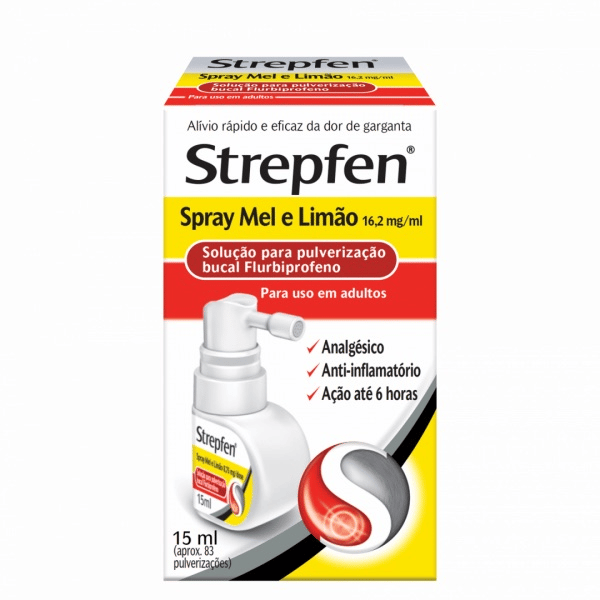 Strepfen Spray Mel e Limão , 16.2 mg/ml Frasco 15 ml Sol pulv bucal