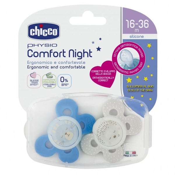 Chicco Physio Comfort Night Chupeta Silicone Boy 16-36M