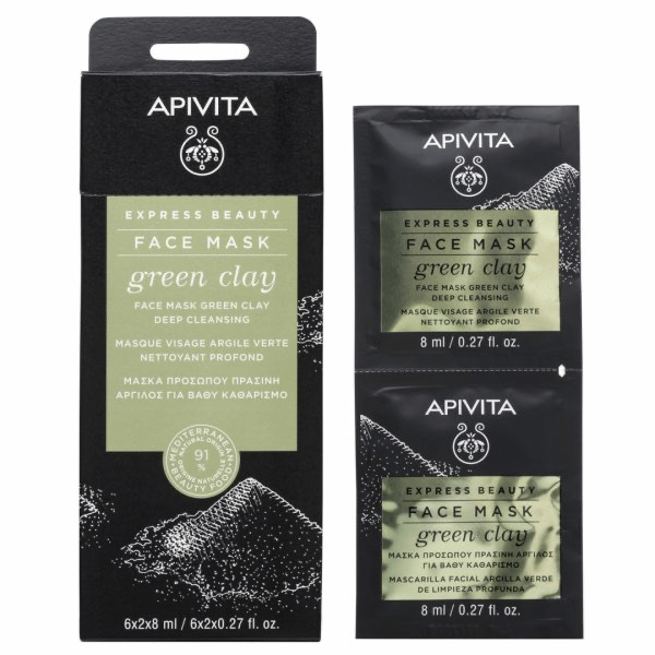 Apivita Express Beauty Máscara Limpeza Argila Verde 8ml x2