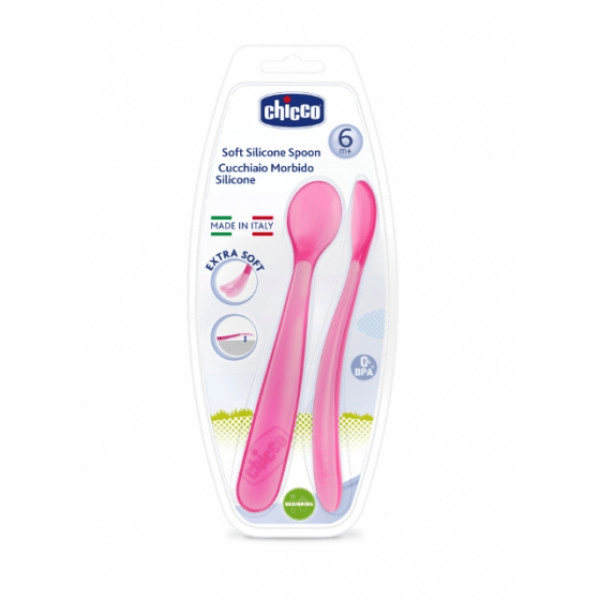 Chicco Colher Silicone Rosa 6m+ x2