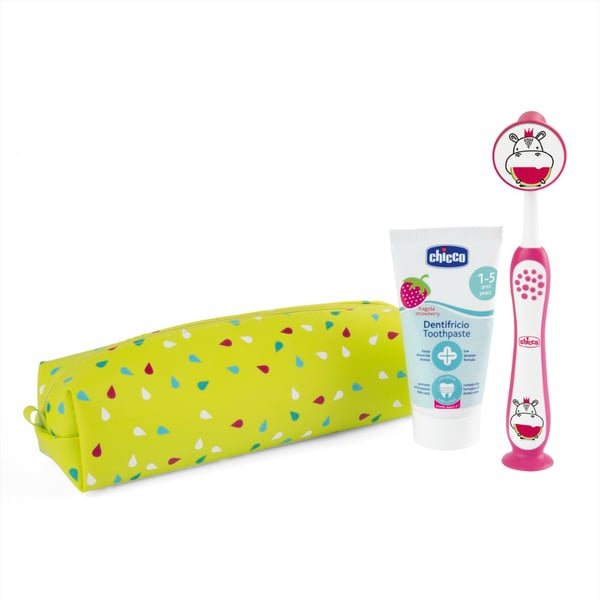 Chicco Conjunto Higiene Oral Hippo Rosa 3-6A
