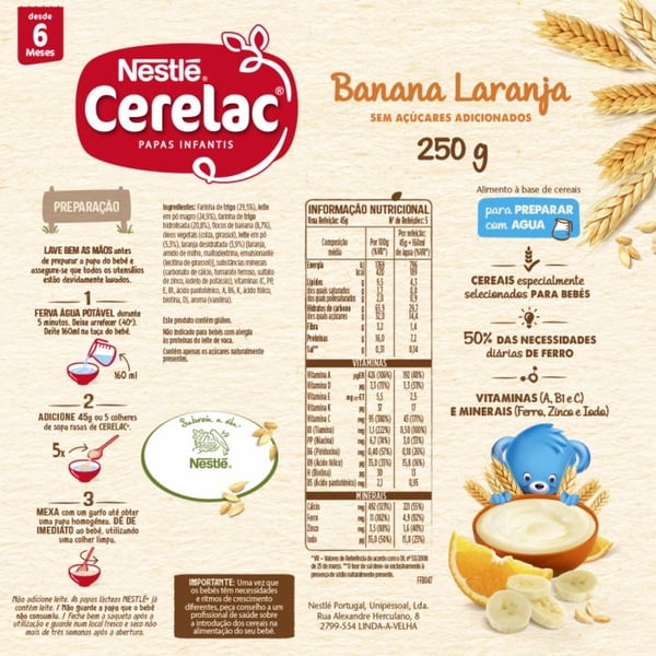 Cerelac Farinha Lactea Banana Laranja 250G 6M+
