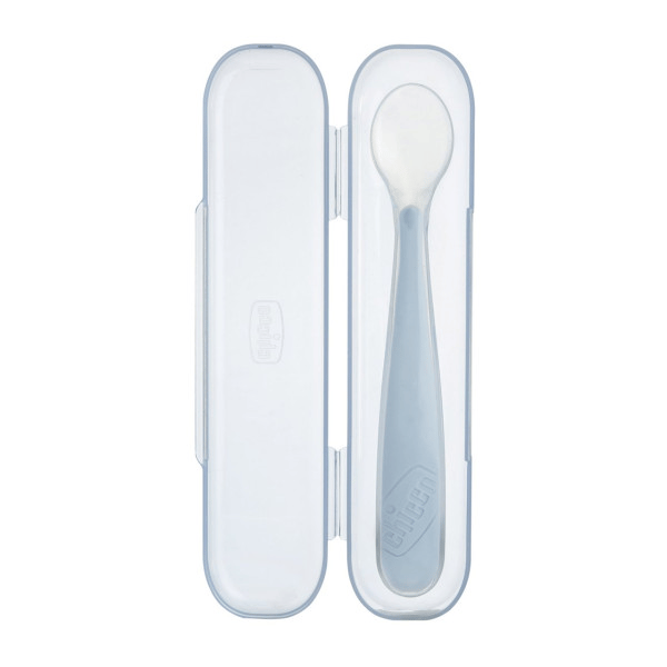 Colher de Silicone com caixa Azul 6M+