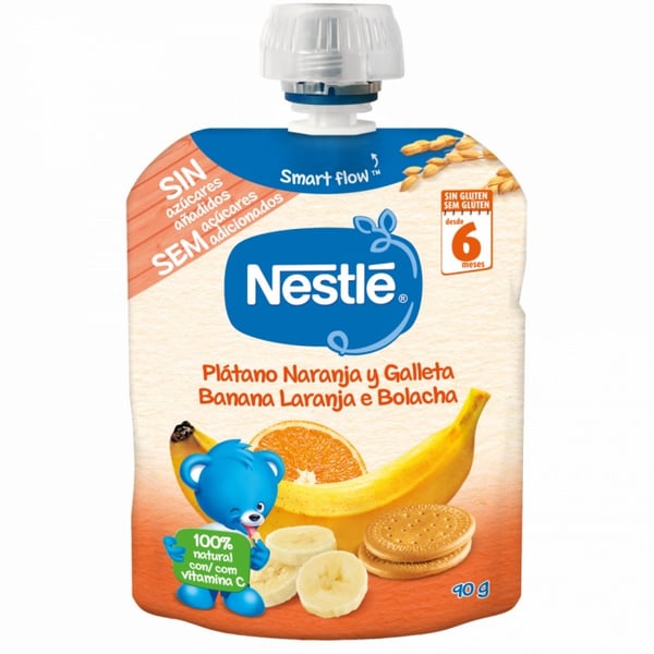 Nestle Pacotinhos Banana Laranja Bolacha 90g 6m+