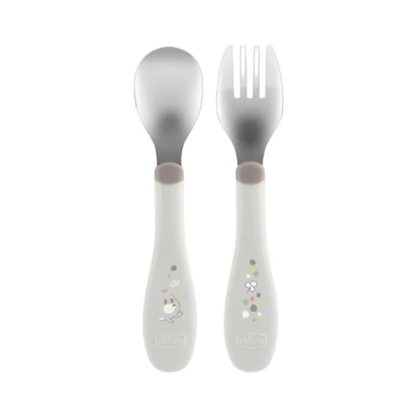 Chicco Conjuto de Talheres Inox Cinza 18M+