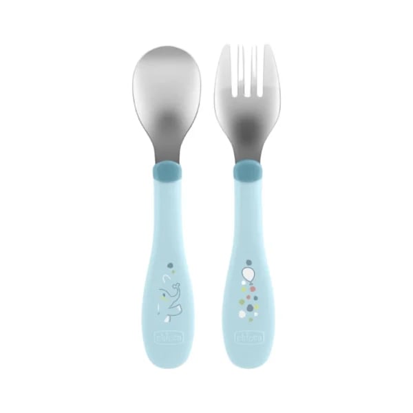 Chicco Conjunto de Talheres Inox Azul 18M+