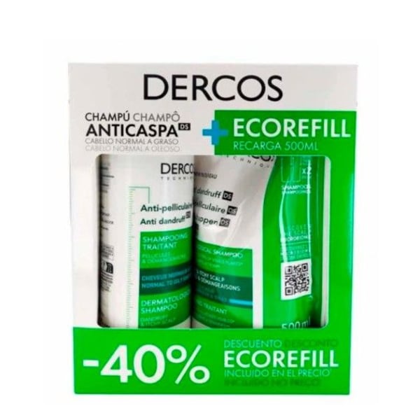 Dercos Pack Champô Caspa Oleosa 390ml + Refill 500ml | Preço Especial