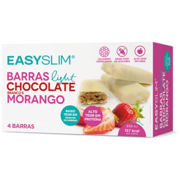 Easyslim Barras Chocolate branco/Morango 44gx4