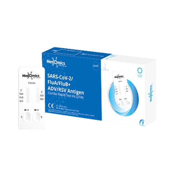 Medomics Teste Rápido Combo 5 em 1 | Covid-19, Gripe A+B, RSV e Adenovírus
