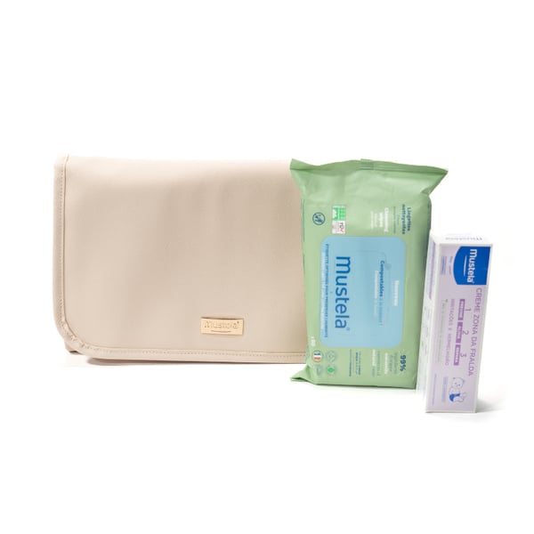 Mustela Bebé Kit Muda Fralda Bege | 60 Toalhitas + 1 Creme