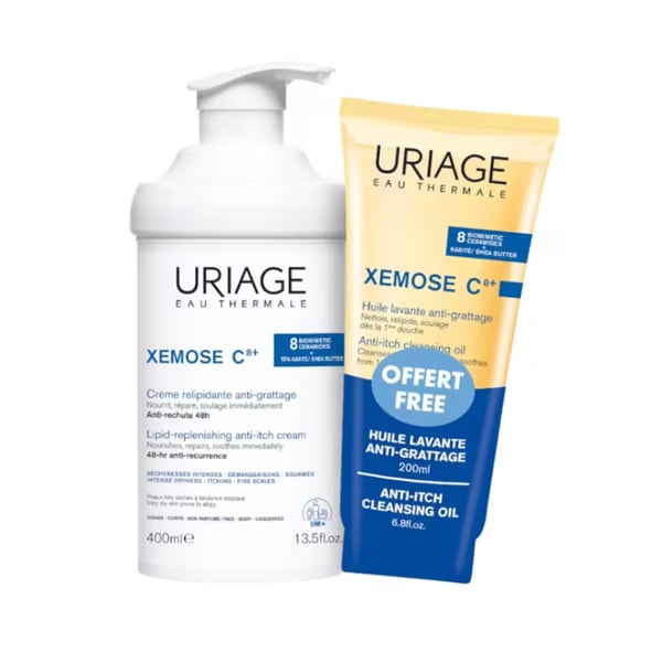 Uriage Pack Xémose C8+ - Creme Relipidante 400ml + Óleo Lavante 200ml