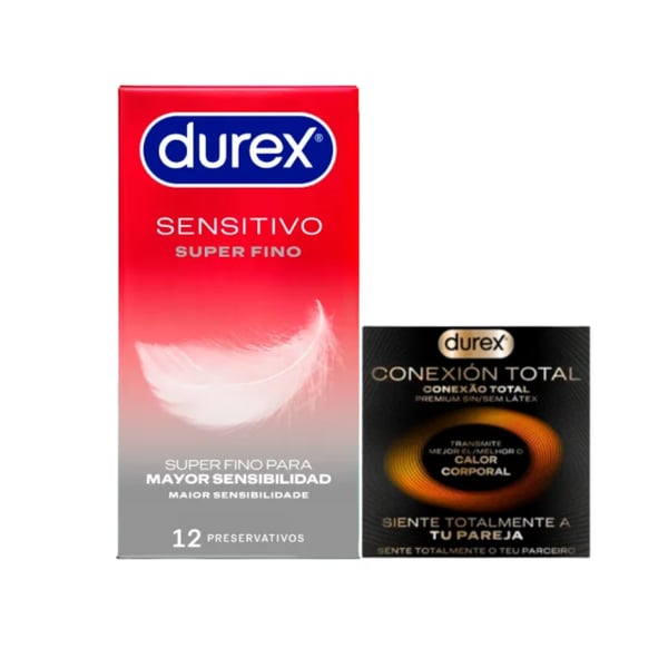 Durex Pack Sensitivo Contacto Total 12un + 3Grátis Conexão Total